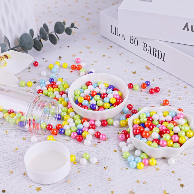 Edible Rainbow Sugar Sprinkles Rainbow Pearl Sprinkle Baking Decorations 7mm 130g/4.58 Oz White Sugar Pearls for Cake Decorating Edible Ball Candy Pearls Ice Cream Toppings Wedding Chirstmas Supplies
