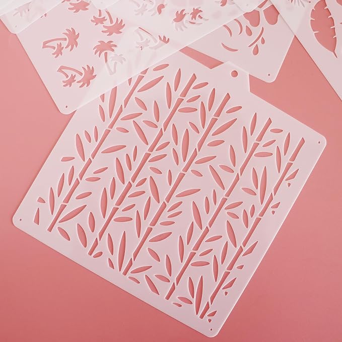 16 Pcs 5.5x5.5in Cookie Stencil Baking Stencils for Royal Icing Cookies, Airbrush Cookies; Sugar Cookie Stencils,Craft Painting Stencil, Stencil Genie Stencils (Leaves)