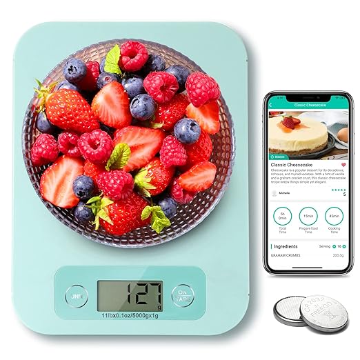 URAMAZ Smart Food Scale with Nutritional Calculator, Digital Kitchen Scale with Bluetooth App for Weight Loss, Food Weight Scale for Diet, Keto, Macro, Calories Counting, Tracking, 11lb