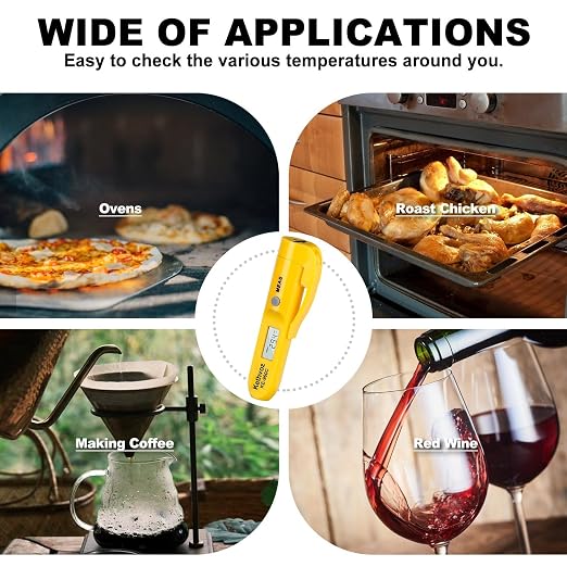 Non Contact Infrared Food Thermometer, Digital IR Laser Thermometer Pen for Cooking, -22°F to 527°F Instant Read, No Touch Safe Hygienic for Meat, Grill, Candy, Wine, Baby Milk (2-Pack)