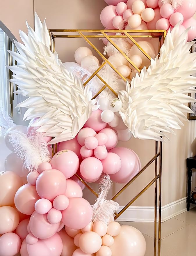 Light Pink Balloon Arch Kit - 133PCS Pastel Macaron Pink, Light Orange, and Clear Balloons for Girl's Birthday, Baby Shower, Gender Reveal, Bridal Shower, Wedding Decor