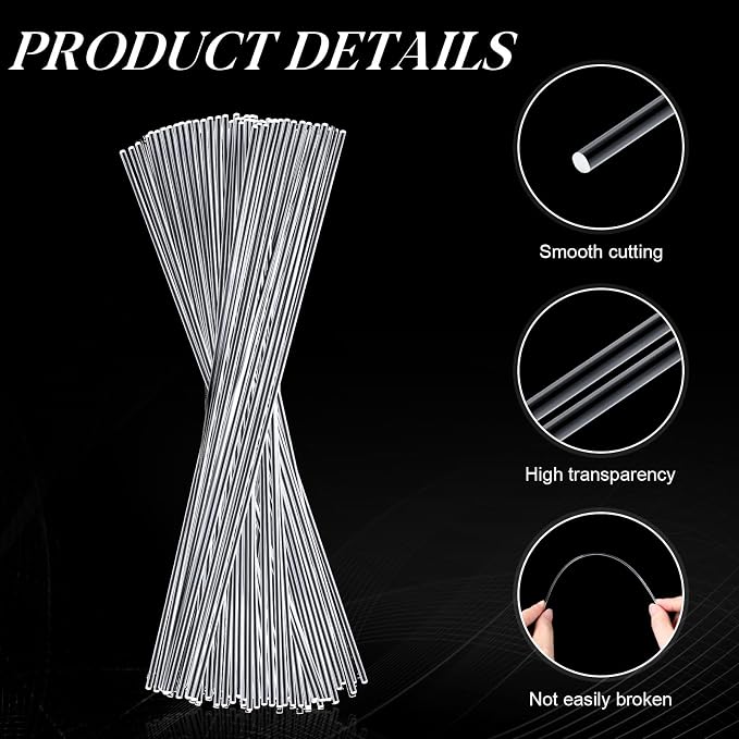 Zopeal 200 Pcs Acrylic Lollipop Sticks Clear Cake Pops Rods Cake Topper Candy Cupcake Treat Stick for Wedding Chocolate Cookie Dessert Handmade DIY Crafts Party Decor Gardening(8 x 0.08 Inches,Clear)