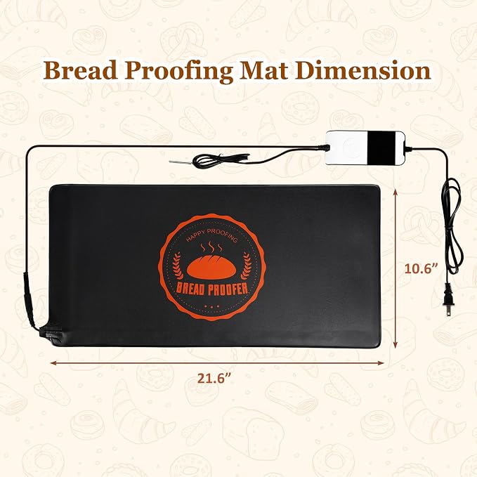 Bunmery Bread Proofing Mat 2 Pack, Sourdough Warming Mat, Sourdough Starter Warmer with Thermostat Temperature Control, Dough Proofer Heating mats for Home Kitchen Baking Food(10.6" x 21.6")