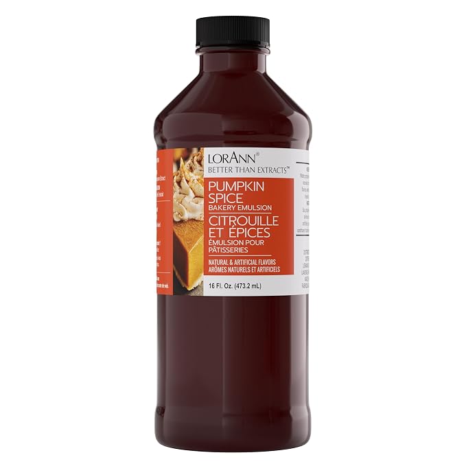Lorann Oils Pumpkin Spice Bakery Emulsion: Genuine Pumpkin Spice Blend, Perfect for Boosting Fall Flavors in Cakes, Cookies & Desserts, Gluten-Free, Keto-Friendly, Pumpkin Spice Flavoring Essential