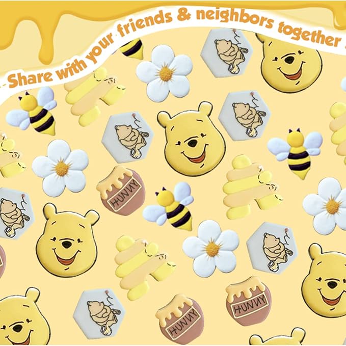 6Pack Bee Cookie Cutters Set, Beehive,Honey Jar,Winnie the Pooh,Flower Shapes Stainless Steel Biscuit Molds for Honey Bee Party Baking Muffins Sandwiches Cake Fondant Birthday Decoration