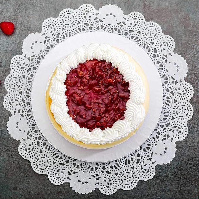 Restaurantware Pastry Tek 12 x 12 Inch Lace Doilies 100 Decorative Tableware Placemats - Disposable Round White Paper Table Doilies For Birthdays Or Weddings Table Decor