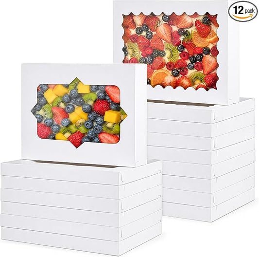 Sinload 24 Pcs 26.5x19.5 x 5 Inch Full Sheet Cake Boxes 12pcs Large Rectangle Bakery Boxes with 12pcs Cake Boards for Pastry Baking, Cupcakes, Donuts, Cookies, Pie Treat Packaging