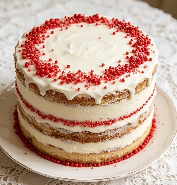 HeDeon&Rles Edible Red Preals Sprinkles for Baking 4 Size（2mm 4mm 7mm 10mm）Red Sprinkles for Cake Cupcake Pancake Icing Decoration Independence Day Halloween Supplies