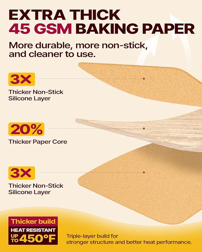 Katbite 200Pcs 12x16 In Unbleached Parchment Paper for Baking, Precut Parchment Paper Sheets, Heavy Duty Flat Baking Paper, Half Sheet Baking Sheets for Baking Cookies, Cooking, Air Fryer, Oven