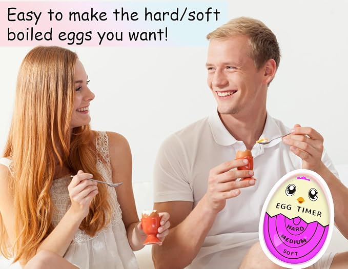 Lasubst Egg Timer for Boiling Eggs that Changes Color When Done, Purple, Pack of 2