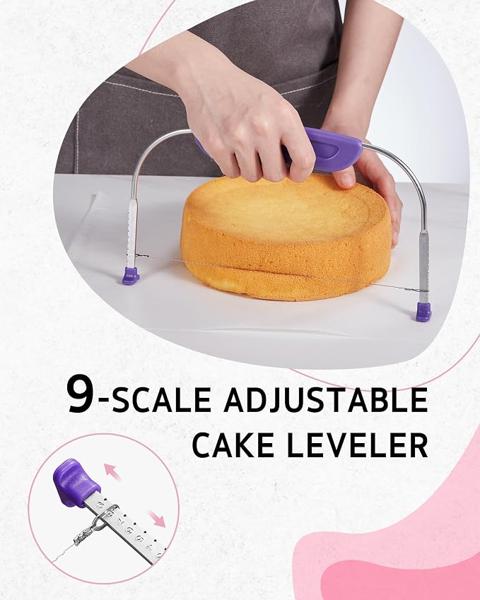 Syntus 65 PCs Cake Decorating Kit with Cake Stand Turntable, Cake Baking Supplies 30+1 Piping Bags, 24 Piping Tips, Offset & Straight Spatulas, 3 Scrapers, Leveler, 2 Couplers & 1 Tips Brush