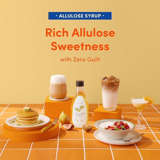 MONKSHUSHU Allulose Syrup 18.7 Fl Oz - Liquid Sweetener for Cooking, Baking, and Drinks - Keto Diet, Vegan friendly, Stevia Blend Thin Syrup - Zero Calorie Sugar Substitute - Monk Fruit - Gluten Free, 0g Net Carbs, Non-GMO