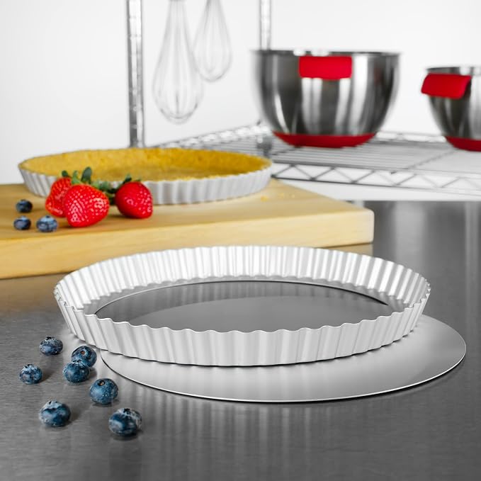 Fat Daddio's PFT-11 Round Fluted Tart Pan, 11 x 1 Inch