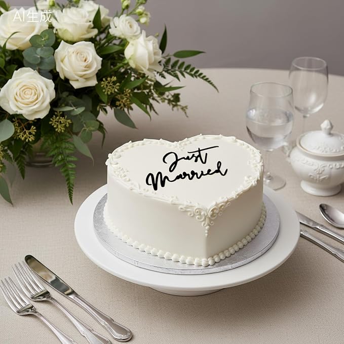 Just Married Cake Topper, Wedding Cake Toppers Engaged Cakes Topper for Bridal Shower Just Married Cakes Decor Bachelorette Party Decorations Black Gold Cupcake for DIY(Black)