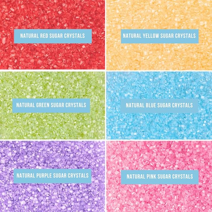 Sweets Indeed Dye Free Rainbow Decorating Sugar 6 Cell Jar – No Artificial Dyes Colored Sugar Crystals for Baking & Decorating Cupcakes, Cookies, Cakes & Desserts – 2.75 ounces