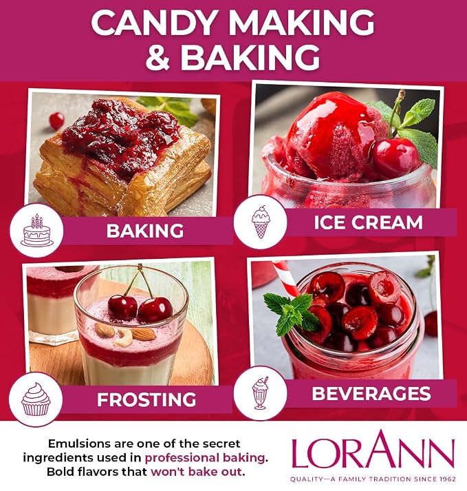 LorAnn Oils Cherry Bakery Emulsion: Authentic Flavor, Perfect for Enhancing Fruit Undertones in Baked Goods, Gluten-Free, Keto-Friendly, Extract Alternative Essential for Your Kitchen, 16 Oz