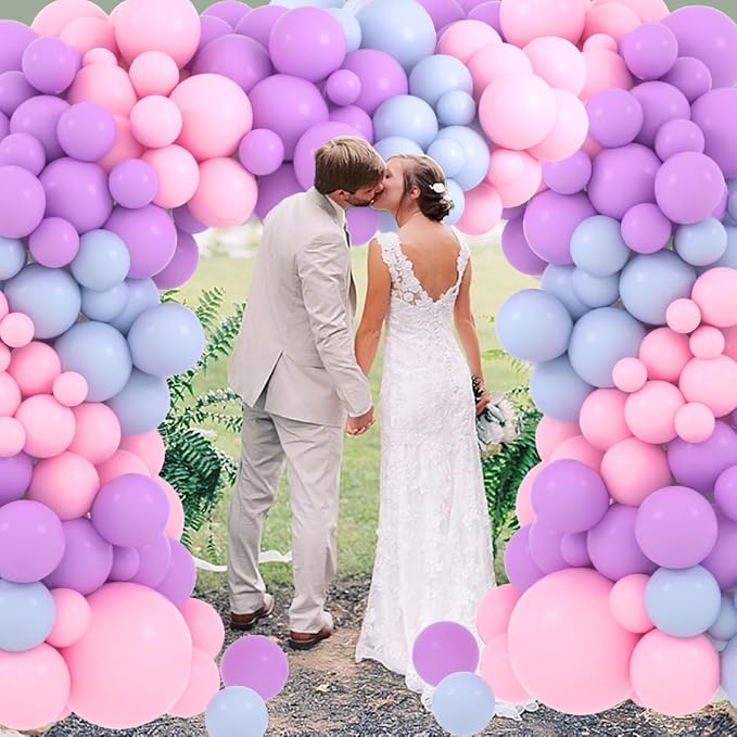 Pastel Pink Purple Blue Balloon Garland Arch Kit - Pastel Blue and Pink Balloons Macaron Balloons for Birthday Baby Shower Gender Reveal Baptism Wedding Party Decorations
