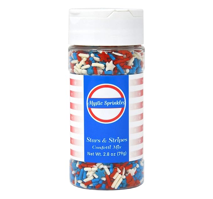 Mystic Sprinkles Fourth of July Sprinkles Mixes (Stars & Stripes Confetti Mix 2.8oz)