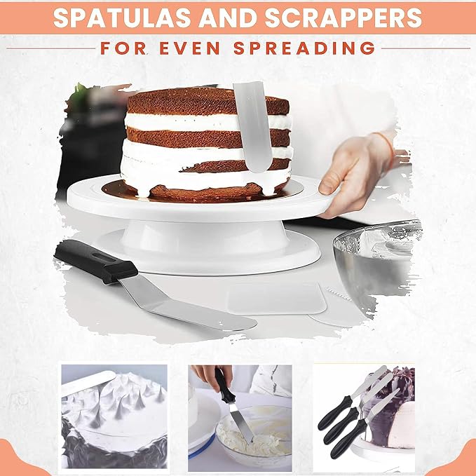 Cake Cream Spatulas, 3 Pieces of Cake Angled Spatula with Stainless Steel, Professional Cake Decorating, Pastry & Baking, Icing Frosting Cream Chocolate Cake Spatula (3 Pcs Black)