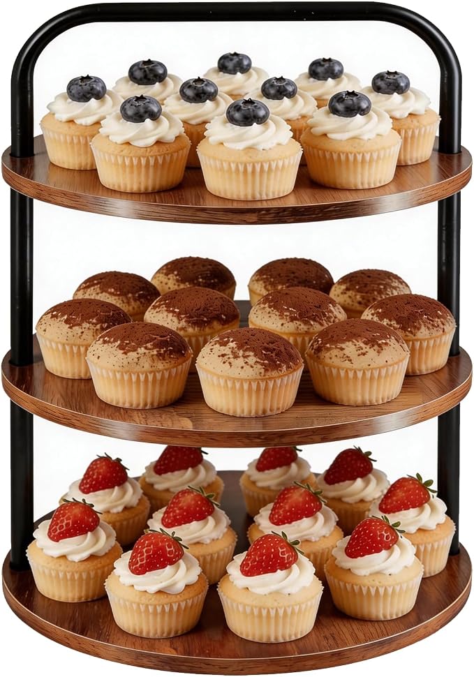 Wooden Cupcake Stand, 3 Tier Large Cupcake Tower Stand 50 Cupcakes, Dessert Stand Display for Party, Wedding, Birthday, Halloween, Farmhouse Decor