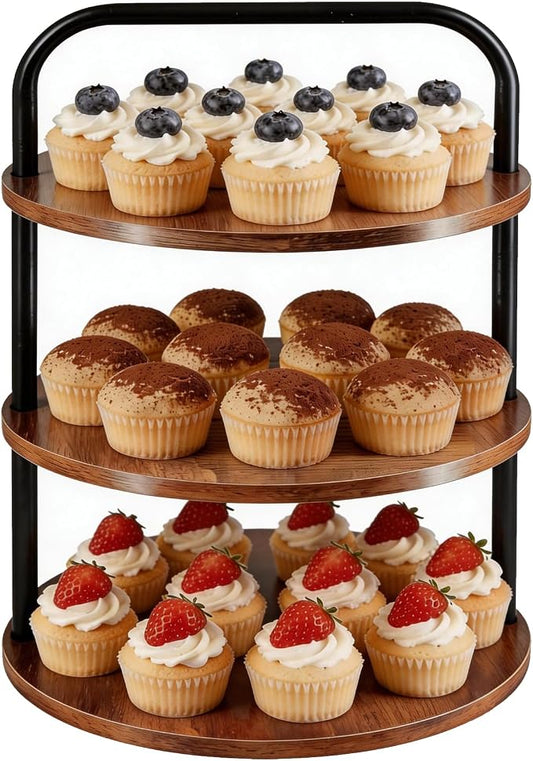 Wooden Cupcake Stand, 3 Tier Large Cupcake Tower Stand 50 Cupcakes, Dessert Stand Display for Party, Wedding, Birthday, Halloween, Farmhouse Decor