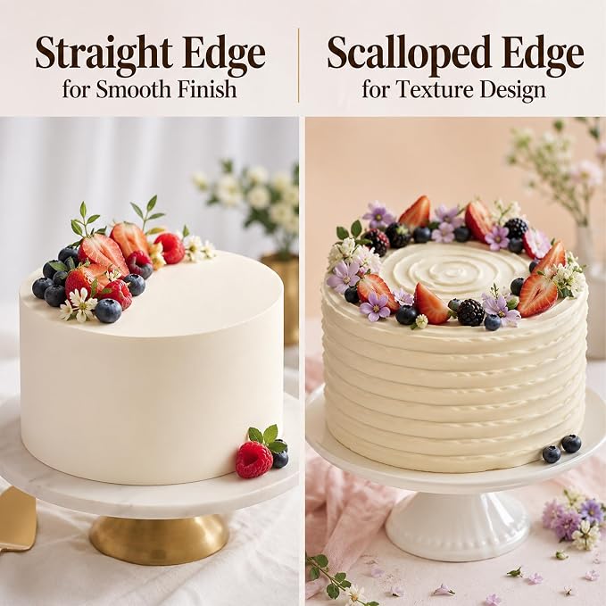 Bilateral Transparent Acrylic Cake Scraper - Cake Comb | Straight & Scalloped Edges, Icing Scraper Tool for Flawless Side Smoothing, Cake Decorating Accessories for DIY Baking Lovers