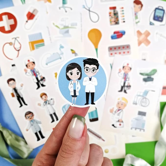 BulbaCraft 100Pcs Medical Stickers, Doctor Stickers, Doctor Decals, Gifts for Women & Men