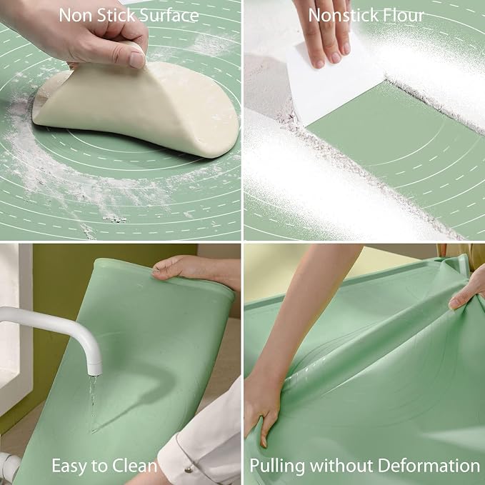 Silicone Pastry Mat 28" x 20" Non Stick Silicone Baking Mat Extra Thick Pastry Mat with Measurements Food Grade Pastry Mats for Rolling Dough,Bread,Pie,Cookies,Pizza and fondant,Food Grade Baking Mat