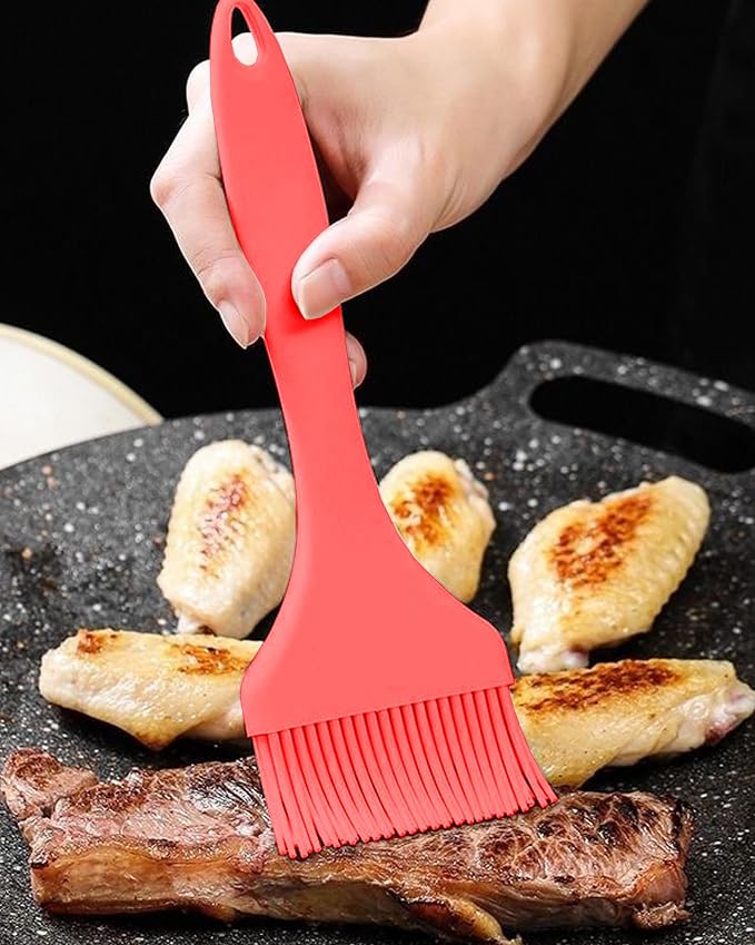 2Pcs Silicone Basting Pastry Brush - Heat Resistant Cooking Brushes Food Brush for Oil, Sauce, BBQ, Baking Outdoor Grill Dishwasher Safe – Red