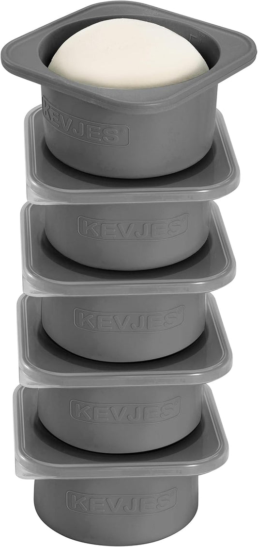 PLUS-Large 1000ml Pizza Dough Proofing Boxes for DIY Artisan Pizza, Food Grade Silicone Stackable Containers with Lids. Freezer, Fridge, Dishwasher Safe (5Space Grey Plus)