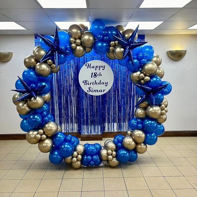 Royal Blue and Gold Balloon Arch Garland Kit 153pcs with Star, 22 18 12 10 5in Different Size Blue Gold Confetti Latex Balloons for Baby Shower Birthday Anniversary New Year Party Decorations