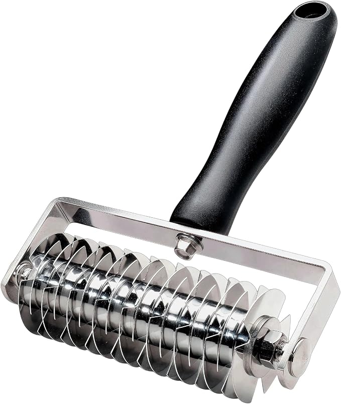 AMPSEVEN Pastry Lattice Roller Cutter - Professional Stainless Steel Dough Lattice for Pie Pizza Bread, beef wellington, Pastry Crust Roller Cutter