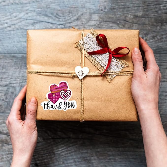 Littlefa Cute Heart Thank You Stickers,Handmade Sticker Label for Business, Online Retailers, Mail Envelopes, Packaging 500 PCS