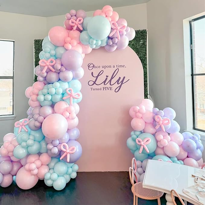 Mermaid Balloon Garland Arch Kit,154pcs Little Mermaid Party Decorations Include Pastel Pink Purple and Teal Blue Latex Balloons for Baby Shower Birthday Ocean Themed Under the Sea Party Decorations