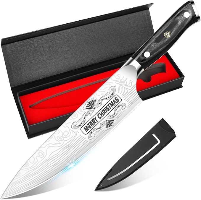 MOSFiATA Gifts for Him Her Men Women Husband, Christmas Xmas Stocking Stuffers, Birthday Gifts ideas for Him Her, 8 inch Pro German Chef Knife, Kitchen Knife Gift Set