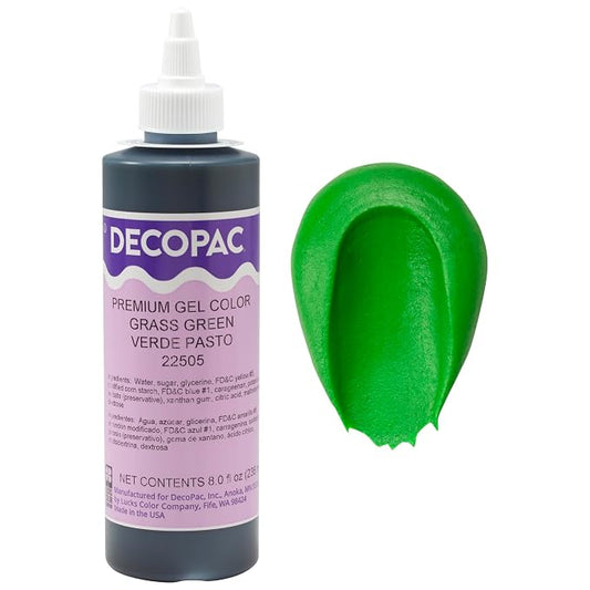 DecoPac Premium Gel Food Coloring | Grass Green Food Coloring For Baking | 8oz | Color Buttercream, Fondant, Frosting & Piping Gel, Food Safe, Highly Concentrated Gel, 8 oz - Grass Green