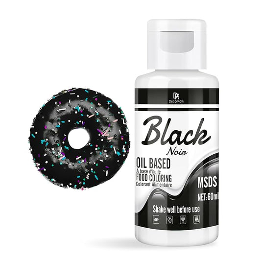 Oil Based Food Coloring - Vibrant Food Coloring for Chocolate, Candy Melts, Baking, Cake Decorating - Upgraded Edible Food Color Dye for Icing, Fondant,Butter, Cookie, DIY Crafts - 2 Fl.oz (Black)