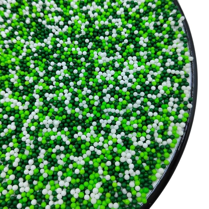 Homankit White and Green Nonpareils Sprinkles St Patrick's Day Sprinkles Edible Cookie Decorations Mini Pearls for Decorating Cake, Baking, Cupcake Toppers, Ice Cream, Donuts 3.88 Ounce