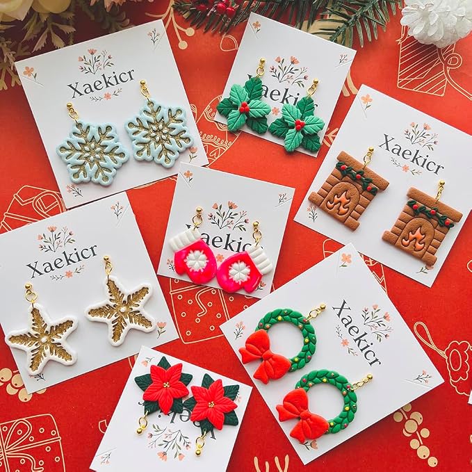 Xaekicr Winter Theme Polymer Clay Cutters Set – Clay Molds and Cutters for Polymer Clay, Decorative Earring Tools