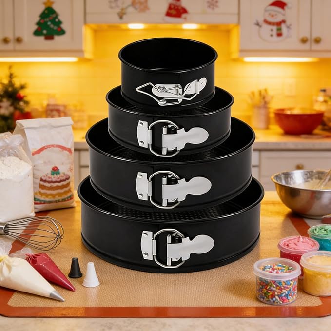 Springform Pan Tin, Leak-Proof Clasp Design, 11x5cm, Round Cake Mold, Cake Tin Pan, Heavy-Duty Carbon Steel, For Home Kitchen Dining Table Restaurant Baking