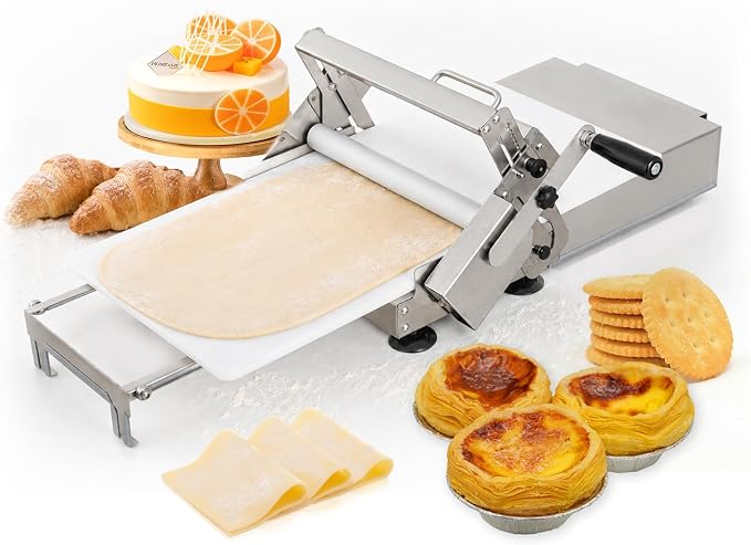 Dough Sheeter Machine (15.5") - Manual Folding Dough Roller Machine with 0-27 MM Adjustable Thickness Suitable for Home Easily Produce Puff Pastry Dough