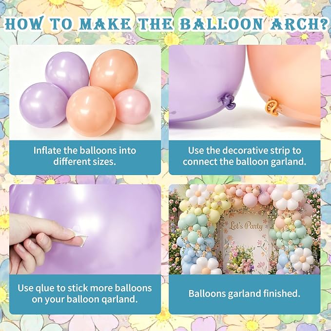 Pastel Daisy Flower Balloon Garland Arch Kit, Pastel Macaron Flower Balloons for Baby in Bloom Baby Shower Birthday Party Decorations