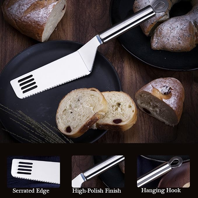 Stainless Steel Pie Cutter and Server, Cake Cutter and Pastry Spatula with Serrated Blade, Set of 1