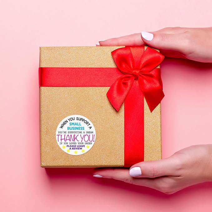 Littlefa 1.7” Please Leave a Review with Colour Design Stickers,Thank You Stickers,Bakeries Sticker,Small Business Sticker,Gift Bags Packaging 500 PCS