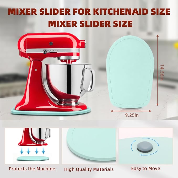 Mixer Slider Compatible with 4.5-5 QT Kitchen Aid Stand Mixers, Kitchen Countertop Storage Mover Sliding Caddy Mixer Slider Mat for Kitchen Aid Stand Mixer Accessories Attachment (Blue)