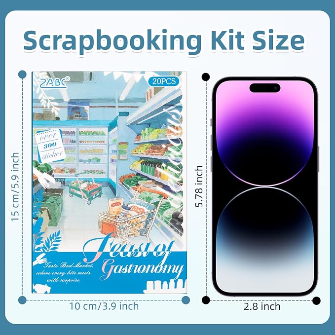 Gourmet Series Sticker Scrapbooking Supplies for Junk Journal, 20 Sheets PET Stickers