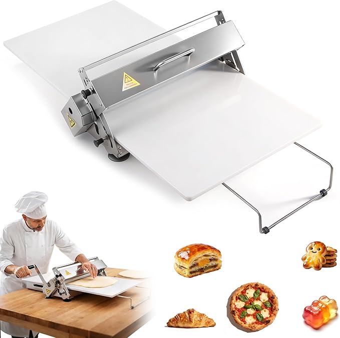 THOUSANDSUNNY Folding Manual Dough Sheeter, Stainless Steel Dough Rolling Machine Pizza Pastry Puff Maker Tool for Home | 0 to 25 mm Thickness, Hand Crank, Foldable Storage, Smooth Rolling, For Pizza Pastry Croissant Fondant Home Baking