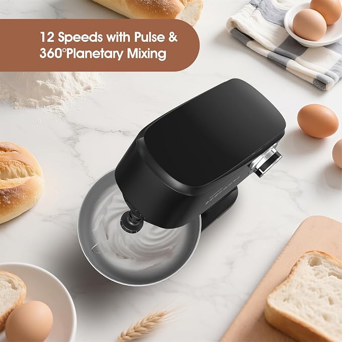 Stand Mixer 4.8 Qt Electric Food Mixer 12 Speeds Portable Lightweight Kitchen Mixer For Daily Use With Egg Whisk, Dough Hook, Flat Beater