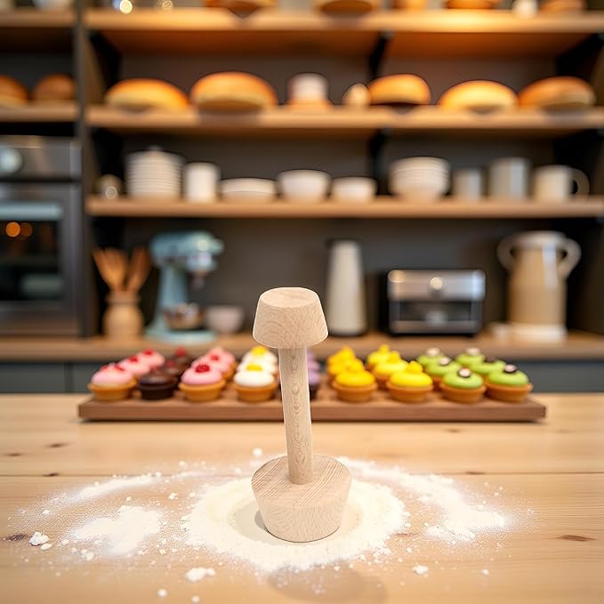 Tart Tamper - Double Side Wooden Egg Mold DIY Cake Pastry Pusher for Kitchen Party Baking Tools, Pie and Quiche Pans