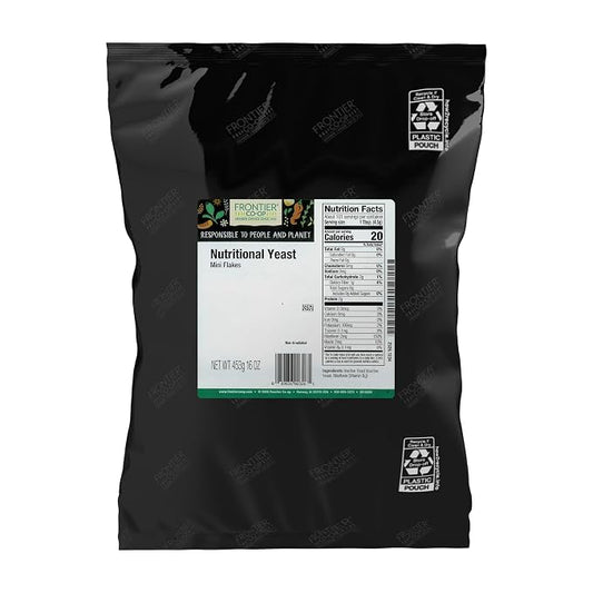 Frontier Co-op Nutritional Yeast Mini Flakes, Kosher, Bulk Bag - Non-Irradiated Yeast Rich in Essential B Vitamins | 16 Ounce (Pack of 1)